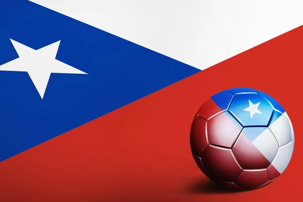 Bandera Chile Con Balón Fútbol — Foto de Stock