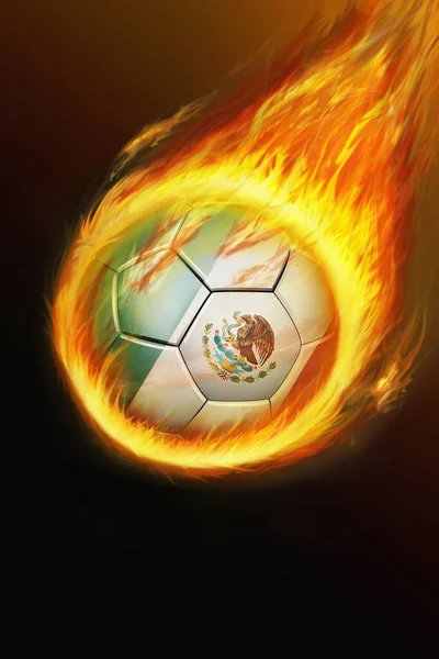 Bola Futebol Flamejante México — Fotografia de Stock