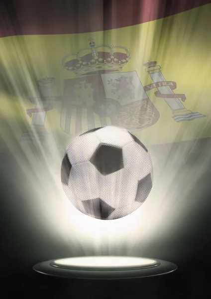 Pallone Calcio Con Sfondo Bandiera Spagna — Foto Stock