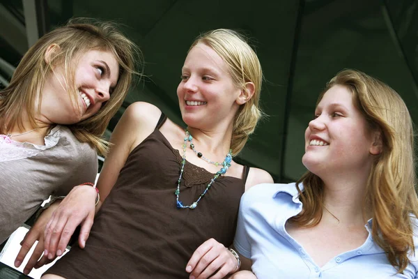 Happy Lady Hanging Out Her Friends — Stock Photo, Image