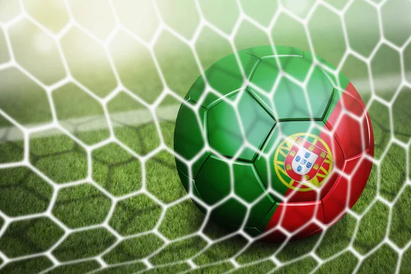 Portugal Bola Futebol Gol Líquido — Fotografia de Stock