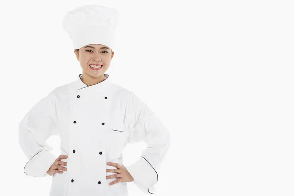 Ritratto Una Chef Sorridente — Foto Stock