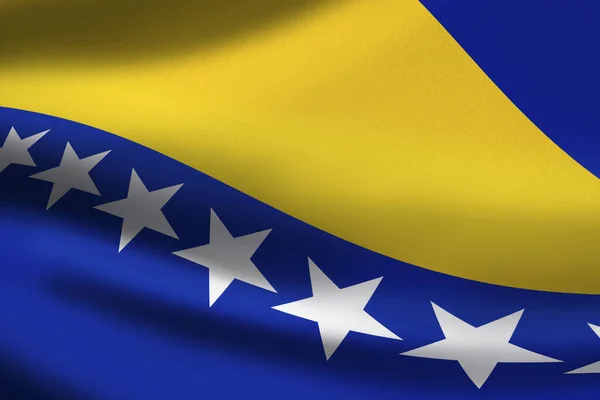 Flaga Bośni Hercegowiny Falujący Sztandar — Zdjęcie stockowe