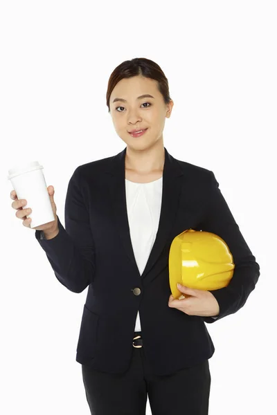 Arsitek Wanita Sedang Minum — Stok Foto