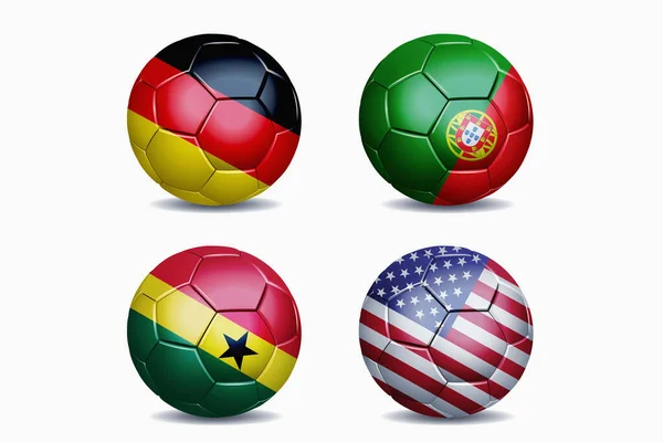 Fotbalové Národní Tým Vlajky Fotbalové Míče — Stock fotografie