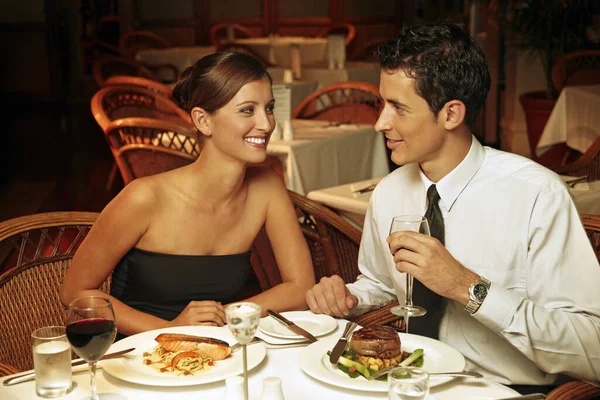 Couple Having Dinner Restaurant Royalty Free Stock Images