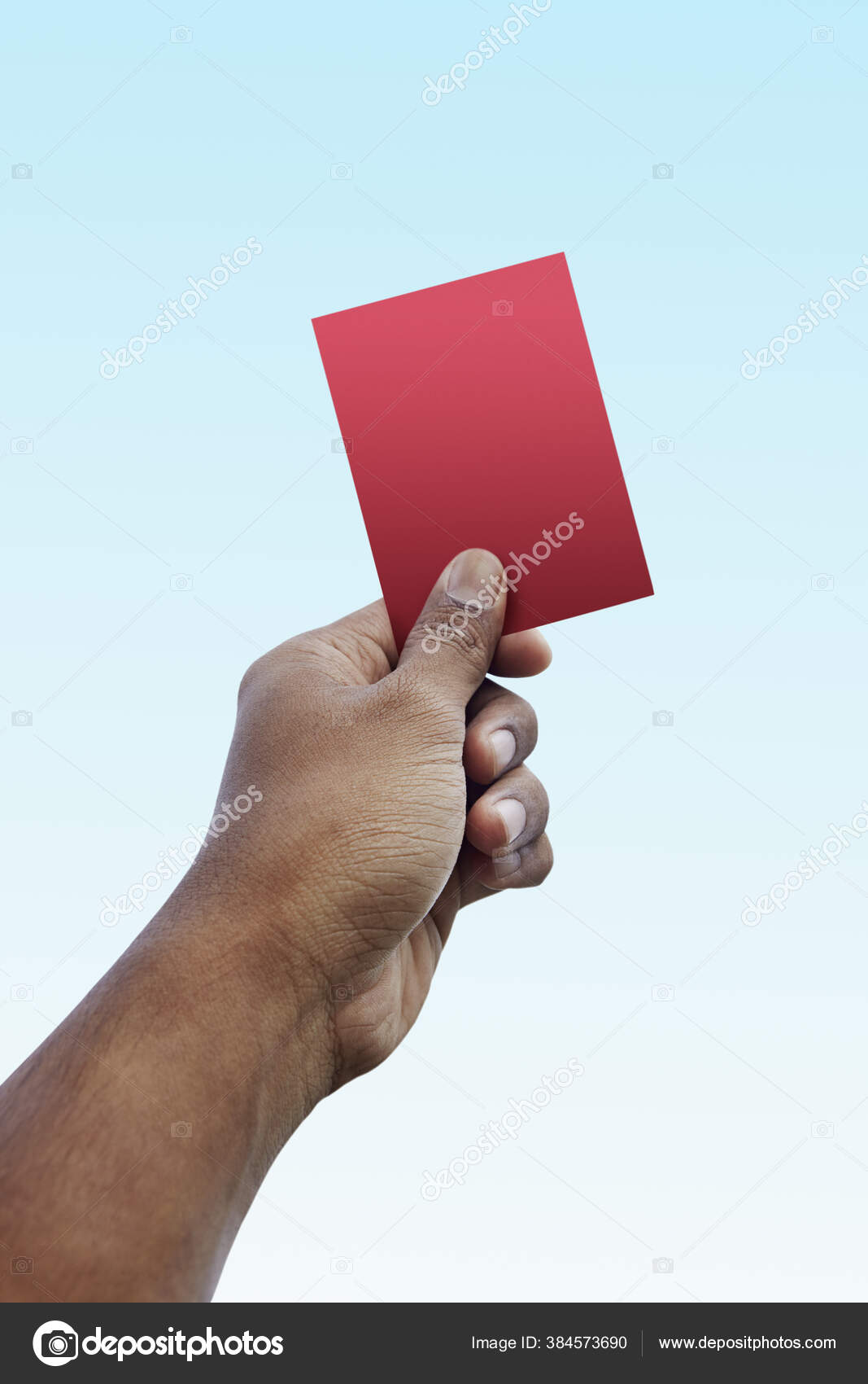 Referee hand(red card) Stock Photo