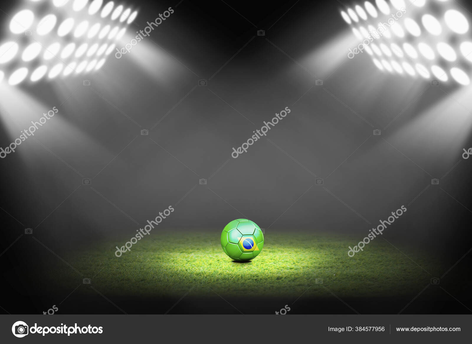 Une illustration d'un ballon de football sur le terrain dans le stade  Plaque en