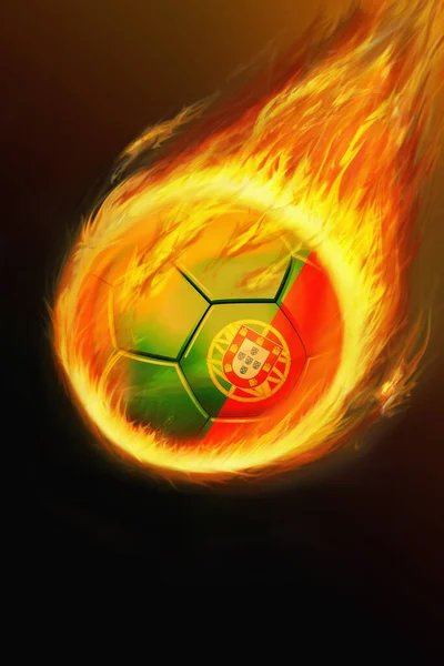 Bola Futebol Flamejante Portugal — Fotografia de Stock