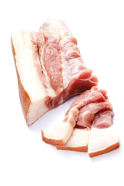 Nahaufnahme Von Schweinefleisch Auf Weiß — Stockfoto