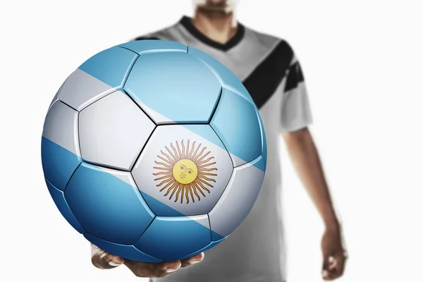 アルゼンチンサッカーボールを保持するサッカー選手 — ストック写真