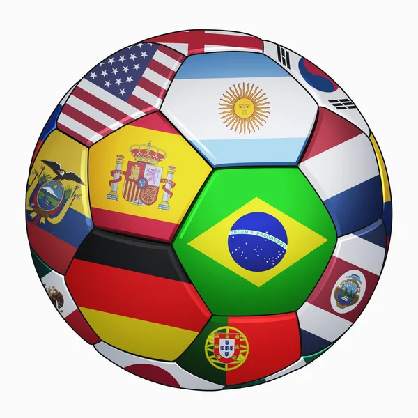 Banderas Selección Nacional Fútbol Una Pelota Fútbol — Foto de Stock