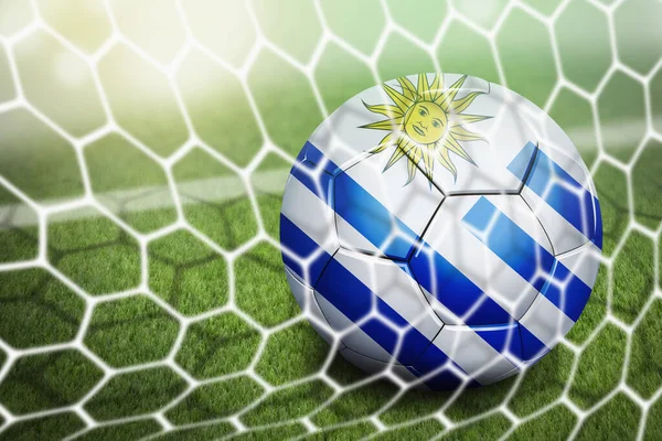 Uruguai Bola Futebol Gol Líquido — Fotografia de Stock