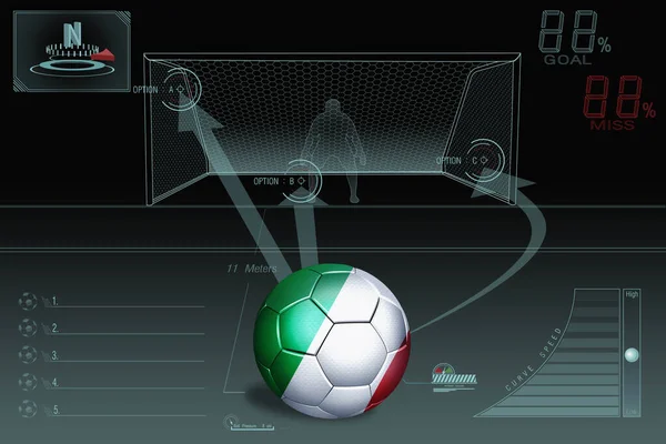 Penalidade Chute Infográfico Com Bola Futebol Itália — Fotografia de Stock