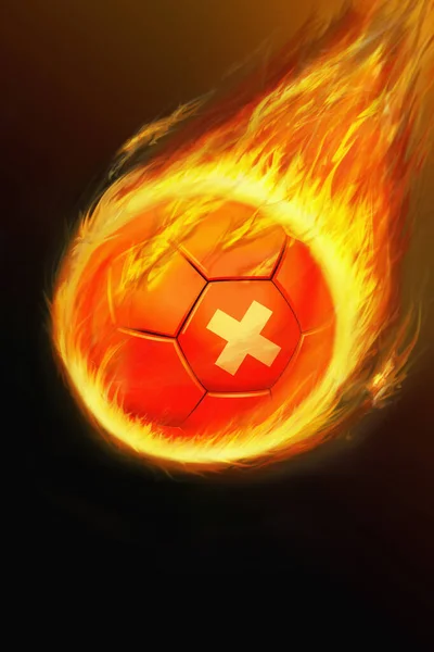 Flaming Pelota Fútbol Suiza — Foto de Stock