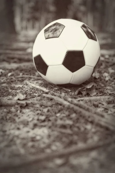 Bola Futebol Chão — Fotografia de Stock