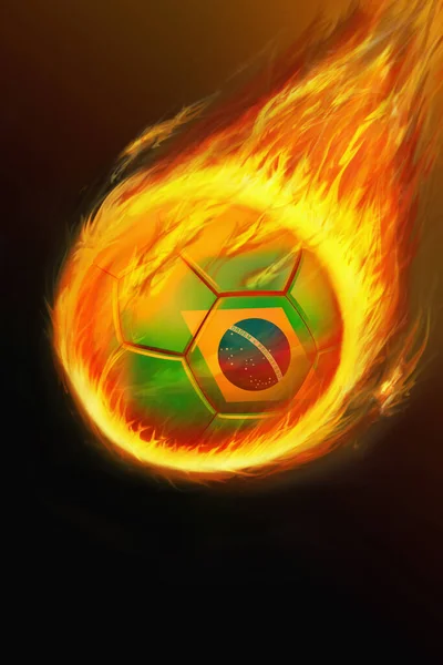 Flaming Brasil Pelota Fútbol —  Fotos de Stock