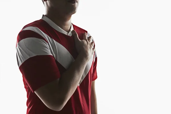 Jugador Fútbol Escuchando Himno Del Equipo —  Fotos de Stock