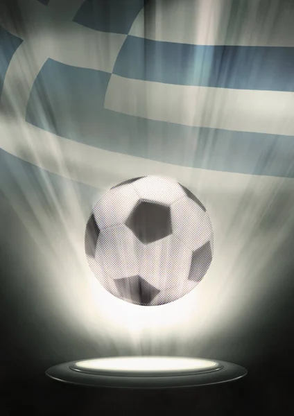 ギリシャの国旗を背景にしたサッカーボール — ストック写真