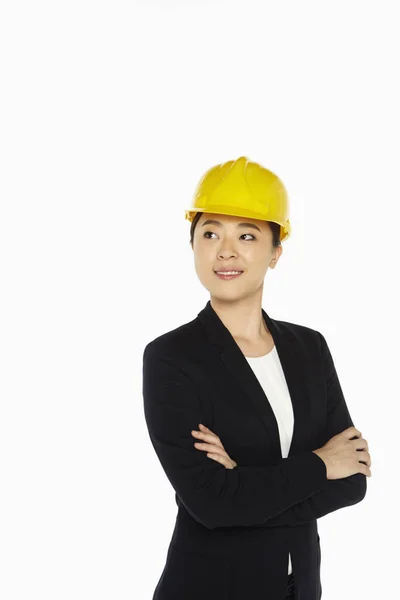 Female Architect Standing Arms Crossed — Stock Photo, Image