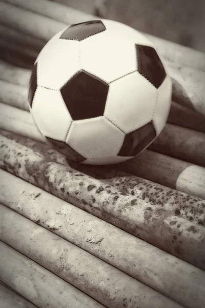 Foco Seletivo Uma Bola Futebol — Fotografia de Stock