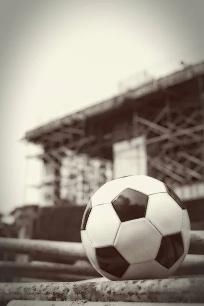 Foco Seletivo Uma Bola Futebol — Fotografia de Stock