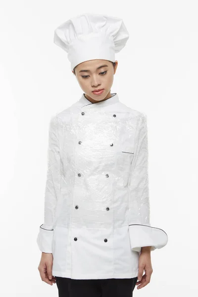 Femme Chef Attachée Avec Enveloppement Collant — Photo