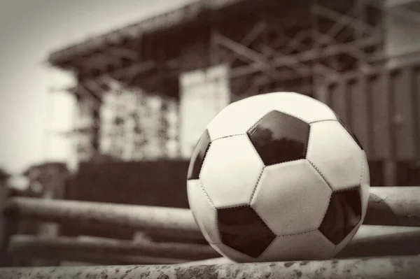 Foco Seletivo Uma Bola Futebol — Fotografia de Stock