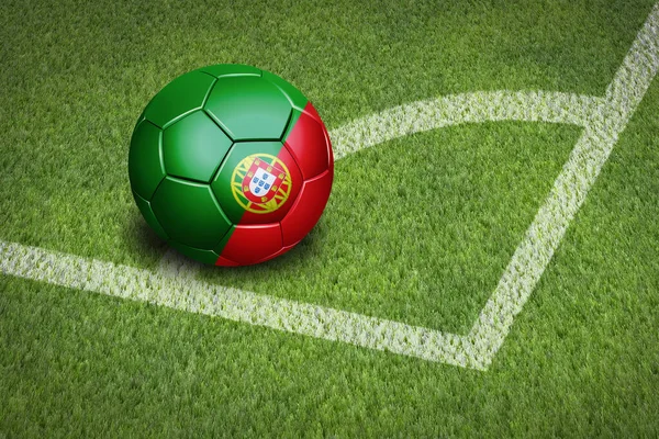 Угол Флагом Португалии Футбольный Мяч — стоковое фото