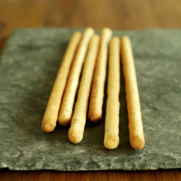 Italian Sesame Breadsticks Slate — Stock Photo, Image