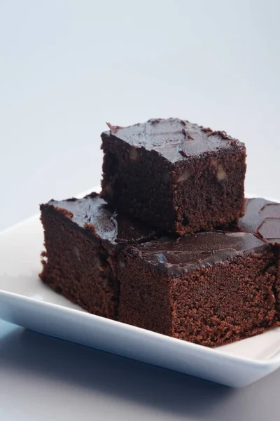 Primer Plano Brownies Plato —  Fotos de Stock