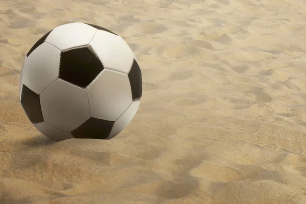 Bola Futebol Areia — Fotografia de Stock