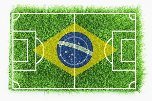 Brazilië Vlag Voetbalveld — Stockfoto