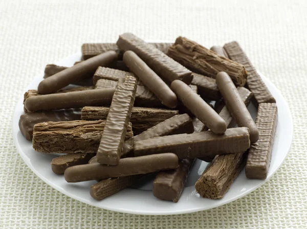 close up of Chocolate fingers and flakes