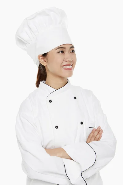 Retrato Uma Chef Sorrindo — Fotografia de Stock