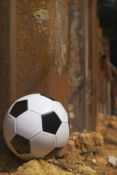 Foco Seletivo Uma Bola Futebol — Fotografia de Stock