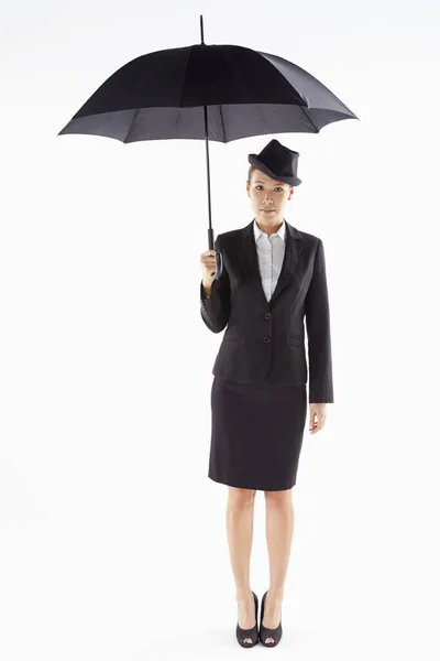 Businesswoman Standing Umbrella — Stock Photo, Image