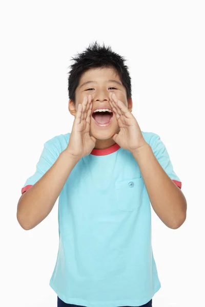 Boy Showing Shouting Gesture — Stock Photo, Image
