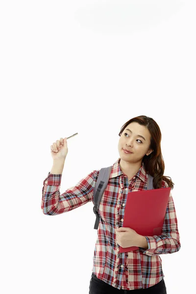 Mujer Sosteniendo Una Pluma —  Fotos de Stock