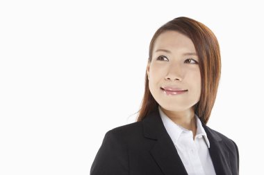 Gülümseyen güzel iş kadınının portresi