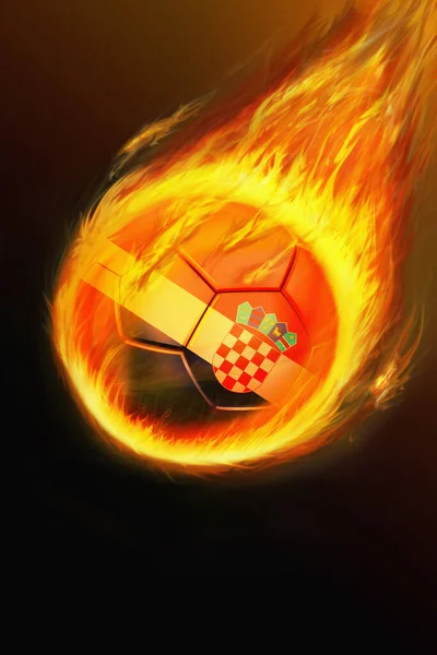 Flaming Croácia Bola Futebol — Fotografia de Stock