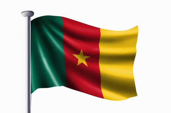 Kamerun Fahne Schwenkt Banner — Stockfoto