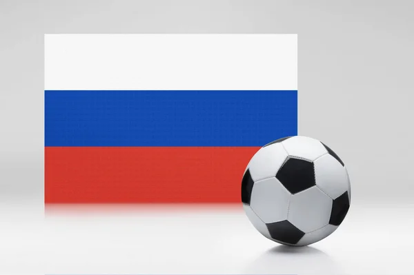 Russland Fahne Mit Einem Fußball — Stockfoto