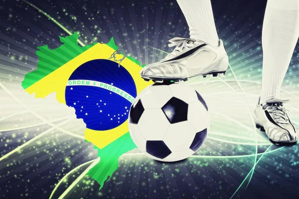 巴西足球运动员准备开球 — 图库照片
