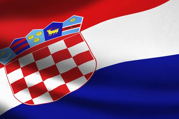 Flaga Chorwacji Falujący Sztandar — Zdjęcie stockowe