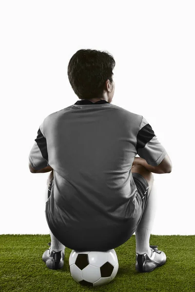 Soccer Player Squatting — Stock Photo, Image