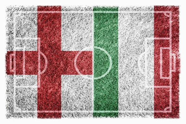 Flaggor England Och Italien Fotbollsplan — Stockfoto