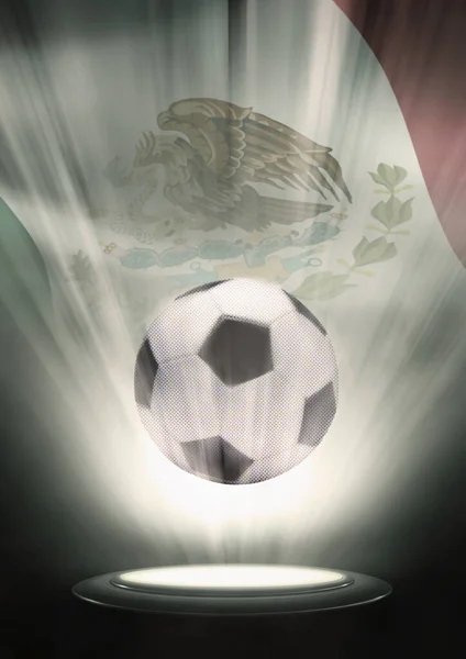 メキシコ国旗を背景にしたサッカーボール — ストック写真