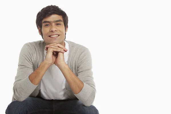 Hombre Alegre Sentado Una Silla —  Fotos de Stock