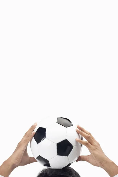 Gerente Futebol Segurando Uma Bola — Fotografia de Stock